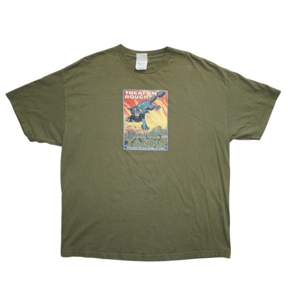 Vintage U.S. Tank Corps “Treat ’Em Rough” Graphic Tee – Size 2XL - Picture 1 of 4